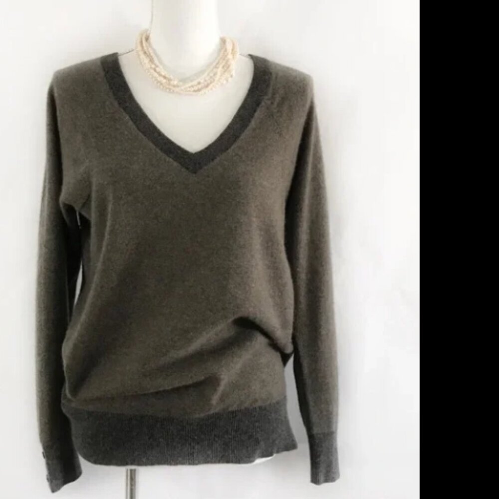 club monaco cashmere v neck sweater brown XS